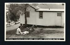 Birchwood Wisconsin WI c1940s RPPC, Planraric's Shore Acres Resort Cabin Gal Dog picture