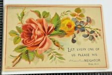 RELIGIOUS VICTORIAN TRADE CARD ROMANS 15:2 FLOWERS ROSES picture
