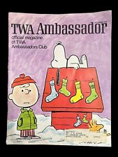Vintage  -TWA Ambassador Magazine December 1972 Charlie Brown and Snoopy picture