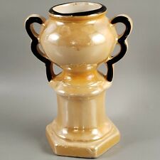 Vintage Art Deco Czechoslovakia Peach Luster Trophy Urn Style Vase picture
