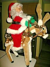 Vintage Santa's Best Santa Riding Plush Reindeer 37