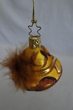 INGE GLAS ANIMAL PRINT HAT WITH FEATHER GERMAN GLASS CHRISTMAS ORNAMENT picture
