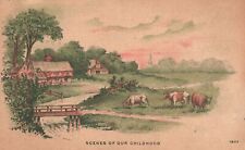 Vintage Postcard 1909 Scenes Of Our Childhood Farm Land Cow Pasture Grass picture