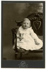 Circa 1889s Cabinet Card Dow Adorable Little Girl Sitting In Chair Ogdensburg NY picture