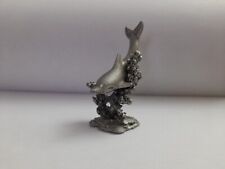 Mini Dolphin Figurine Silver Pewter Color Metal Miniature  picture
