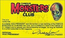 FAMOUS MONSTERS CLUB MEMBERSHIP CARD - VINTAGE REPRINT picture