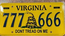 Virginia Personalized Vanity License Plate Va DMV Gadsden Heaven Hell 777 666 picture