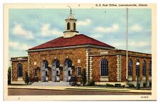 Vintage US Post Office, Lawrenceville, IL Postcard picture