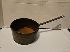 Antique primitive Hand Forged Copper Iron Pot W/Long Handle Vintage Used Cooking picture