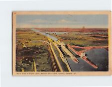 Postcard Aerial View of Flight Locks Welland Ship Canal Canada picture