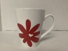 2014 STARBUCKS 13 OZ RED FLOWER WHITE HEART LOVE CERAMIC COFFEE MUG picture