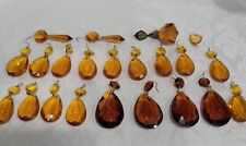 (22 )Vintage Antique Amber Chandelier Crystal Faceted Tear Drop Prisms For Lamp  picture