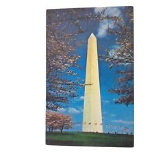 Postcard Washington Monument Cherry Blossom Time Washington DC Chrome Unposted picture