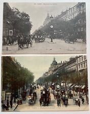 1903 Paris France Le Boulevard Des Italiens 2 Litho Postcard Buggies Salon Exhib picture