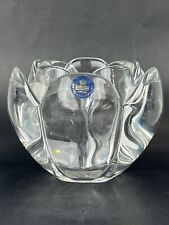 Royal Copenhagen Crystal Votive Lotus Clear Candle Holder with Label, 4x4x2.5  picture