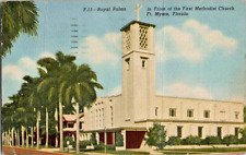 First Methodist Church Ft Myers Florida linen post card a65 picture