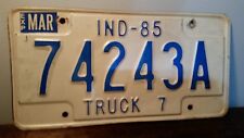 1984-85 INDIANA Truck 7 License Plate: 74243A picture