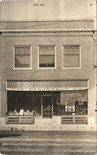 STORE FRONT original real photo postcard rppc IOLA WISCONSIN WI c1910 shoes picture