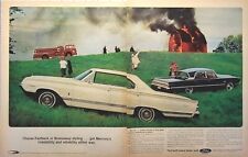 Ford Barn Fire Truck White Black Sedans Pasture Field Vintage Print Ad 1964 picture