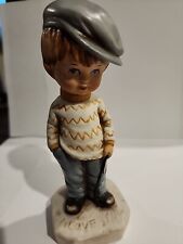 Vintage Moppets 1971 Fran Mar Boy W/Stick I Love You Porcelain Figurine 6 3/4” T picture