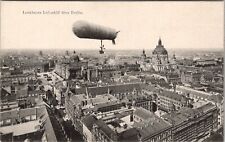 Zeppelin Dirigible Airship in Flight over Berlin Lithograph Postcard W19 picture