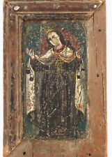 Century Old Mexican Retablo on Wood Panel, Our Lady of Carmel Antique Painting picture