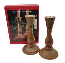 Vintage Mid Century Modern Teak Wood Candle Holders by Dolphin Thailand picture