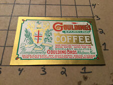 Vintage Original unused Label -- GOULDING BROS CO - SPARKLING COFFEE picture