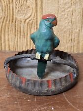 Vtg Metal Tin Bird Parrot Ashtray Hand Painted 4 Inch Wide picture
