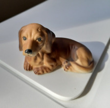 vintage small brown dachshund ceramic dog figurine picture