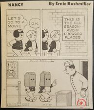 1973 NANCY Daily Comic Strip Movie Theater Flu Season Masking Up W/ Paper Bags picture