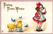 c1910 Antique Postcard. Chicks' Doll Little girl dress a1 picture