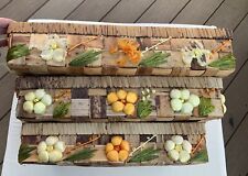Woven Raffia Vintage Straw Casserole Nesting Basket Trays w/Flowers Set of 3 picture