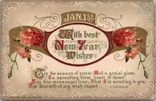 Vintage 1910s Winsch HAPPY NEW YEAR Embossed Postcard / Burnside Quote / UNUSED picture