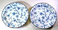 Set of 2 Japanese Plate 16.5cm Blue & White Floral Ceramics Minoru Mino ware picture