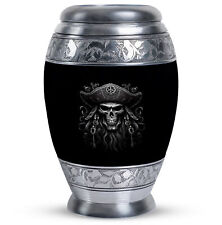 Cremation Urns Adult Skull Pirates Logo Tattoo Tshirt (10 Inch) Large Urn picture