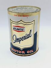 Vintage 1960's Atlantic Imperial  1 Qt Cardboard Motor Oil Full Can picture