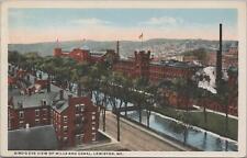 Postcard Bird's Eye View Mills and Canal Lewiston ME Maine  picture