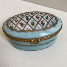limoges france peint a la main dumont france small trinket porcelain Pill box picture