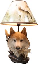 Howling Wolves On Rocks Sculptural Desktop Side Table Lamp picture