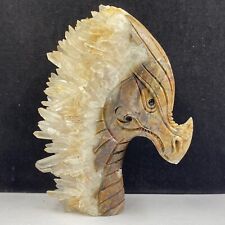 871g Natural quartz crystal cluster mineral specimen, hand-carved the dragon picture