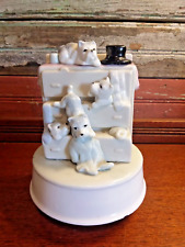 1991 Summit Exclusive Porcelain Dogs Scottish Terriers in Drawers Music Box picture