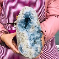 7320G HUGE Natural Blue Celestite Crystal Geode Cave Mineral Specimen 284 picture