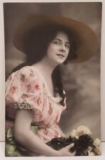RPPC Pretty Female Model, Hand Tinted, Painted Germany Photo Postcard C4 picture