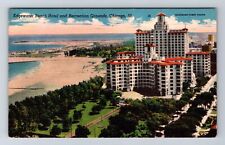 Chicago IL-Illinois, Aerial Edgewater Beach Hotel, Advertise, Vintage Postcard picture