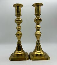 Vintage Solid Brass Candlestick Holders Venus Japan 8” Brass Set Of 2 Square picture