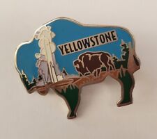 YELLOWSTONE National Park Old Faithful Buffalo Shaped Lapel Hat Pin Pinchback picture