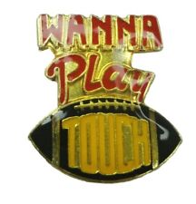 Football Wanna Play Touch Pin Vintage NOS 80s Humor Sayings Funny Lapel Hat Tac picture