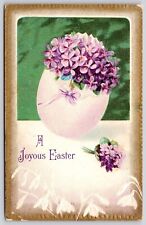 Postcard Joyous Easter Purple Flowers Gold Bordered Antique Embellished WOB Note picture