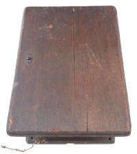 Antique Oak Ringer Box 3 Bar Magneto Hand Crank picture